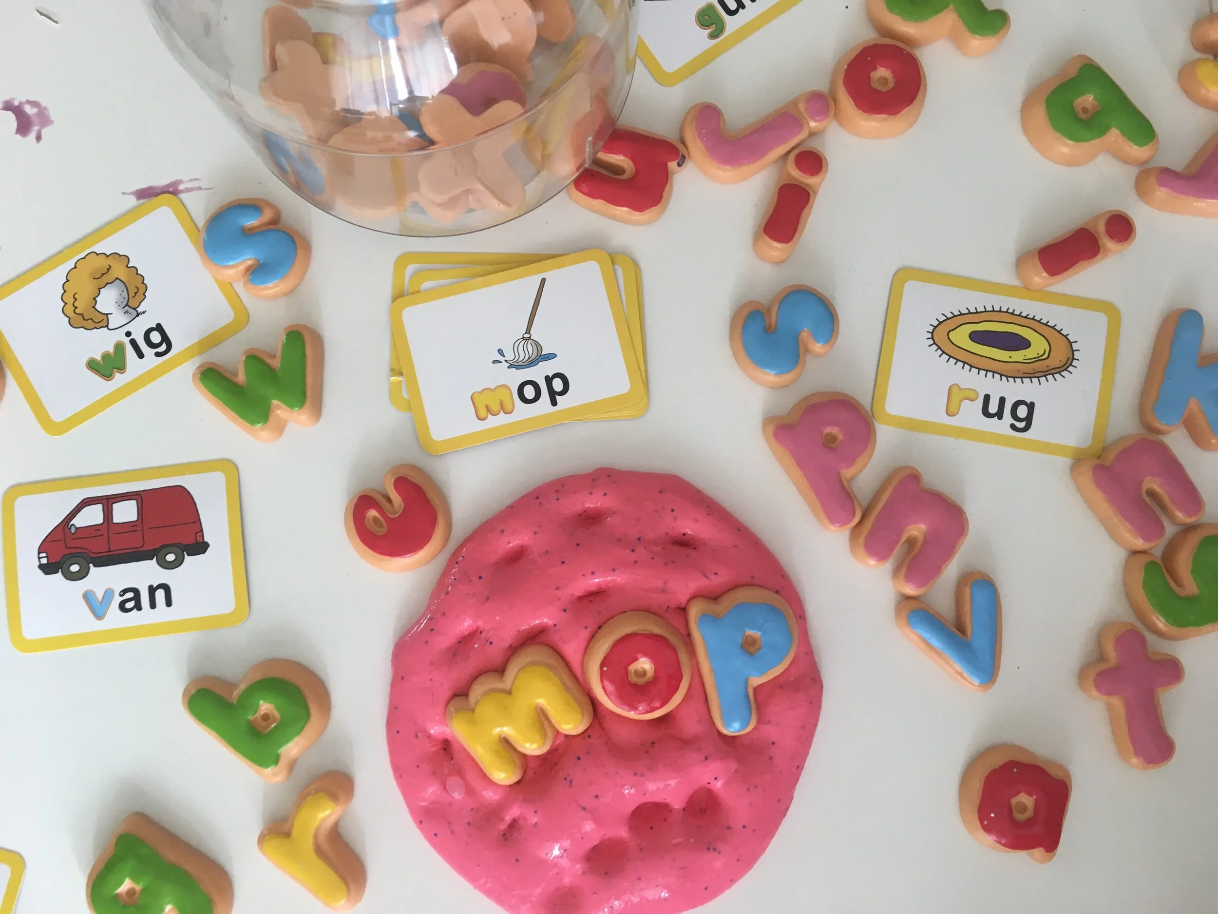 ABC Cookies + Pink Glitter Slime! A Fun Spelling Activity For Kids!