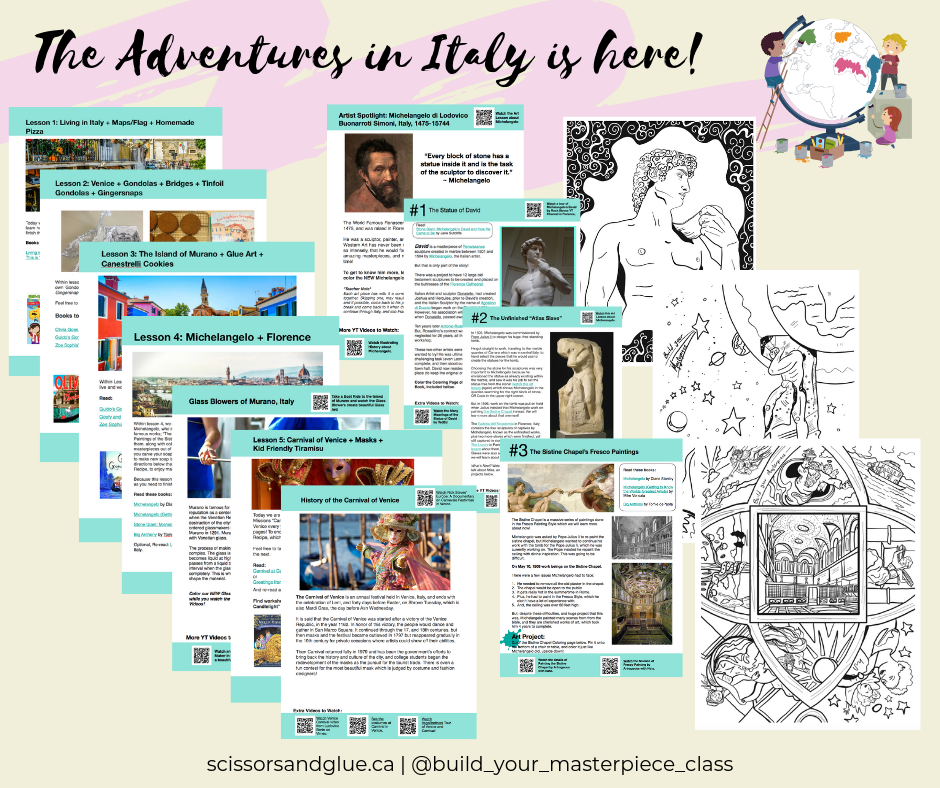 ?Adventures In Italy’s Unit Study is Now Released! Ignite the Artist With Our Build Your Masterpiece Class for the Whole Family!