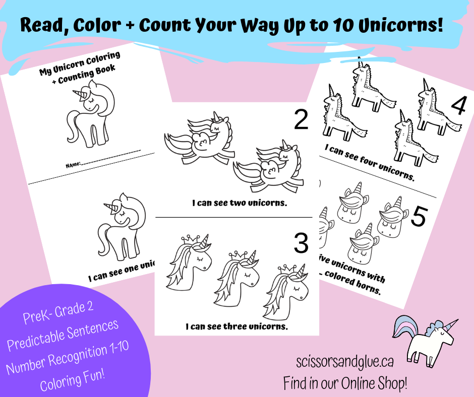 My Unicorn Coloring + Counting Book