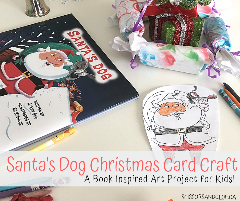 Santa's Dog Christmas Card Craft - Plus FREE Coloring Page