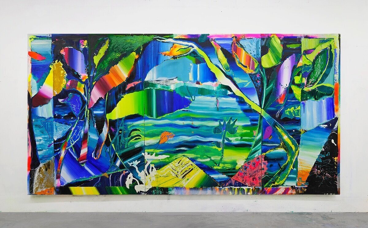   fish eye  / oil, automotive lacquer, acrylic and spray on canvas / 200x 400 cm. ©Fernando Etulain 