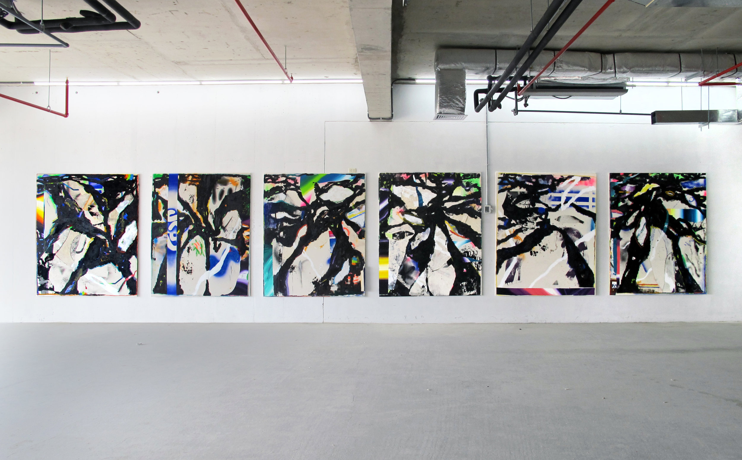   notes for a landscape , 2018 / oil, lacquer, acrylic, spray / 180x150 cm (each one) 