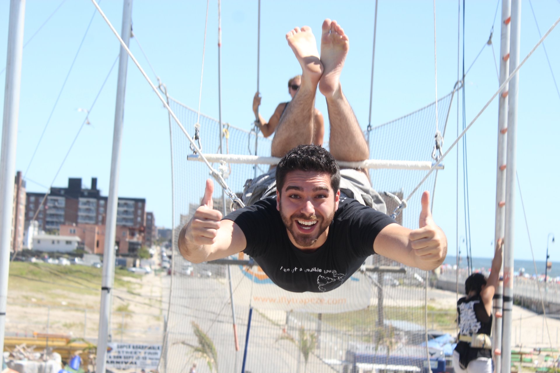 All Ages can fly on the trapeze