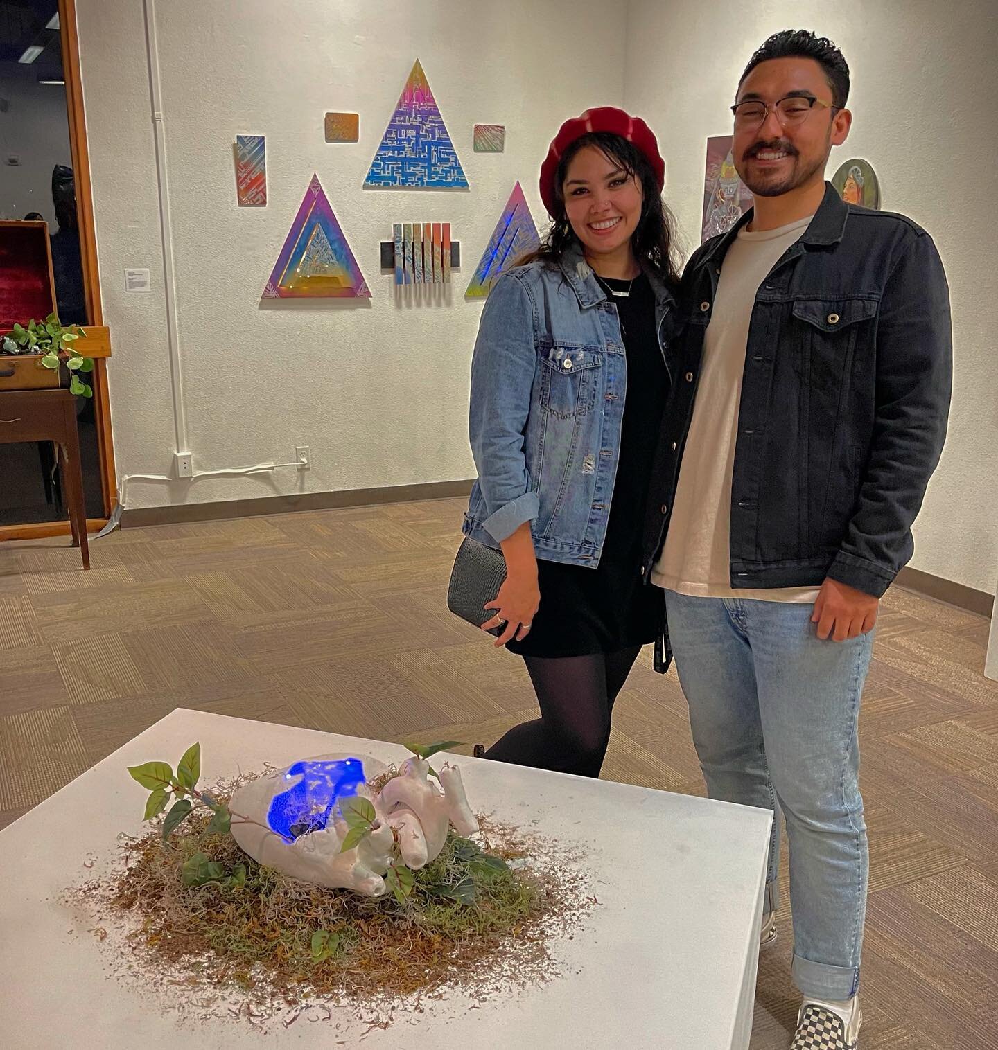 such an exciting art exhibit ✨ happy to be a part of it and happier it could be with my boo 🥰 here&rsquo;s to more collaborative projects!! 
.
Thank you again to @areason2survive &amp; @yvette_roman for having us! 
.
.
.
.
.
.
.
#art #artist #artist
