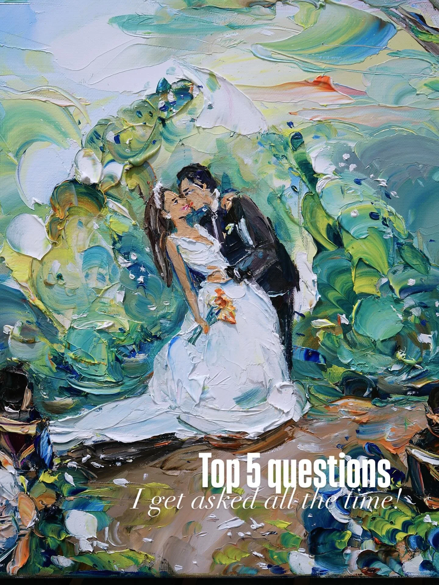 My answer to all of the questions is the same: experience.

I&rsquo;ve been doing this for 15 years. I live with art, like my brand name says I really live in it. From observing couples on the street to sketching, and then painting with palette knive