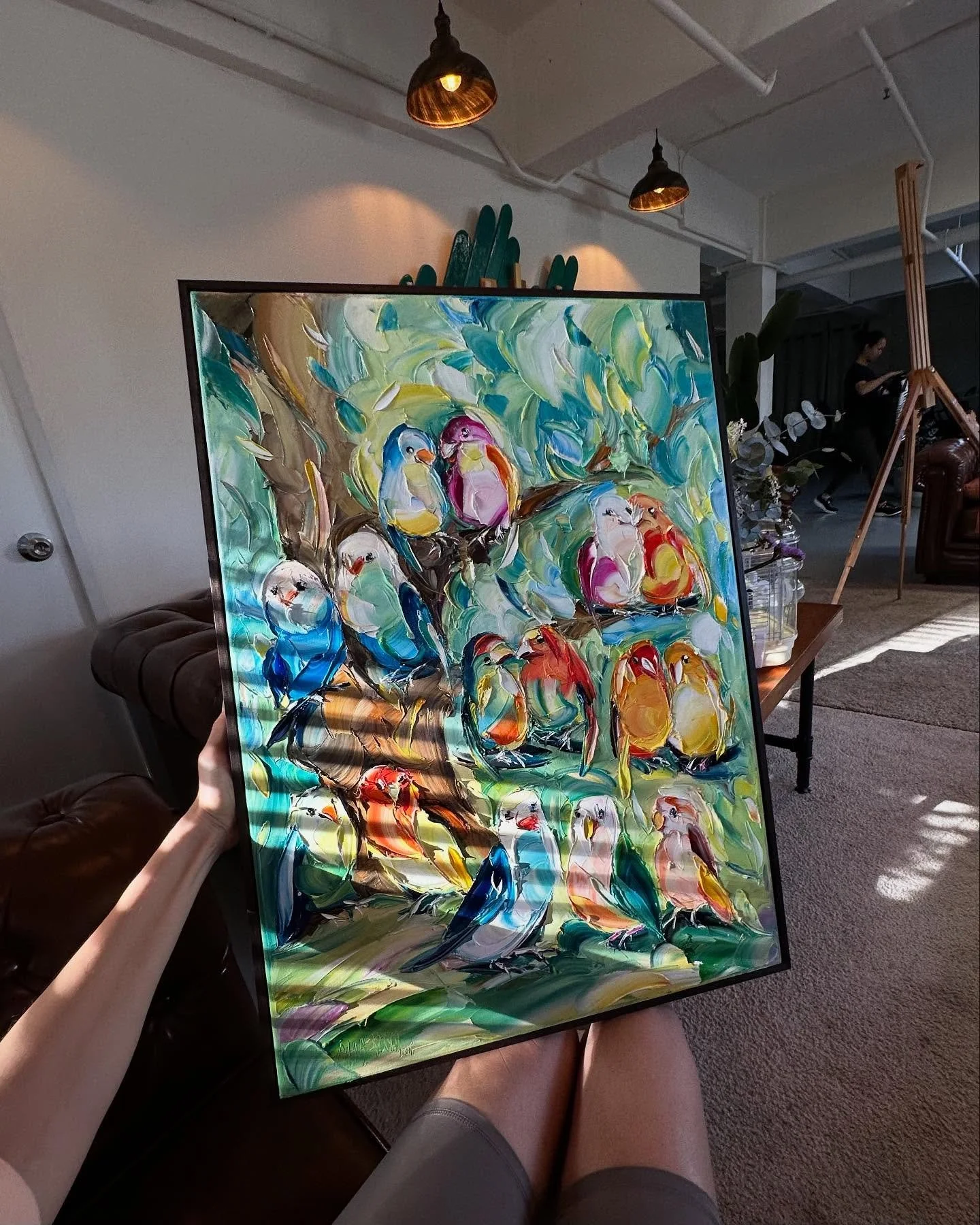 Painting of today and my latest commission: a family tree with 16 lovely birdies! 🦜🐣🐥

It was a fun challenge to arrange all these couples together in one painting. I used my imagination to create a &ldquo;family tree&rdquo; bold in color and pale