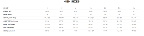 Kappa - Size Chart — Moving Forward Sports