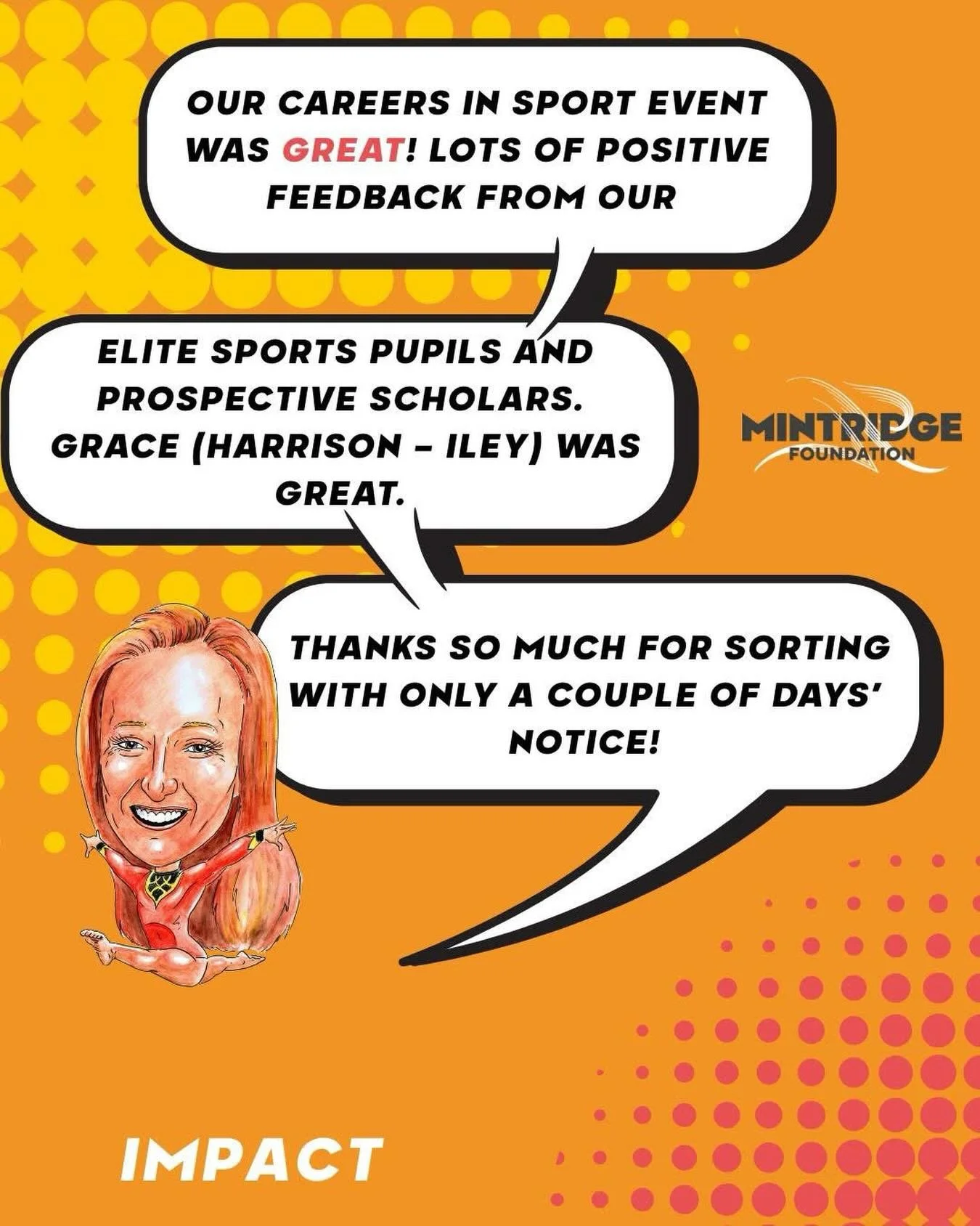 IMPACT! 

#TeamMintridge&rsquo;s @graceharrison94 going above and beyond to share her story from gymnastics to the working world of sport!

#RoleModel