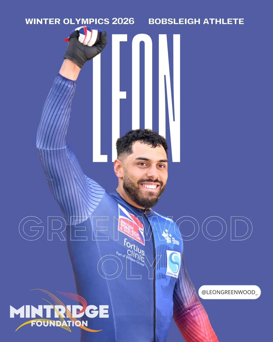 Our amazing ambassador @leongreenwood_ is competing at the Winter Olympics this weekend (21st &amp; 22nd February) in the 4-man bobsleigh &mdash; and we couldn&rsquo;t be prouder!

Make sure you tune in to watch Leon and the GB team take on the world