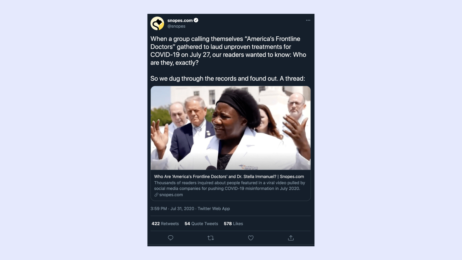 Social for Snopes in 2020