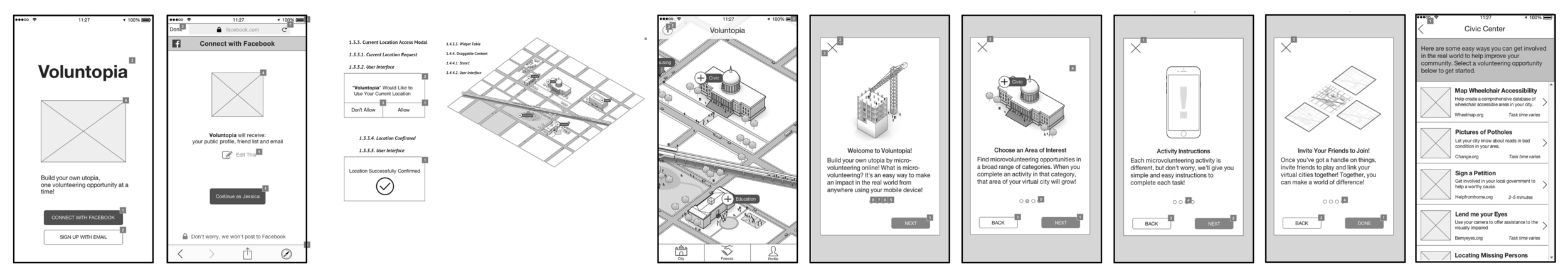 Some of the supplied wireframes that where handed over