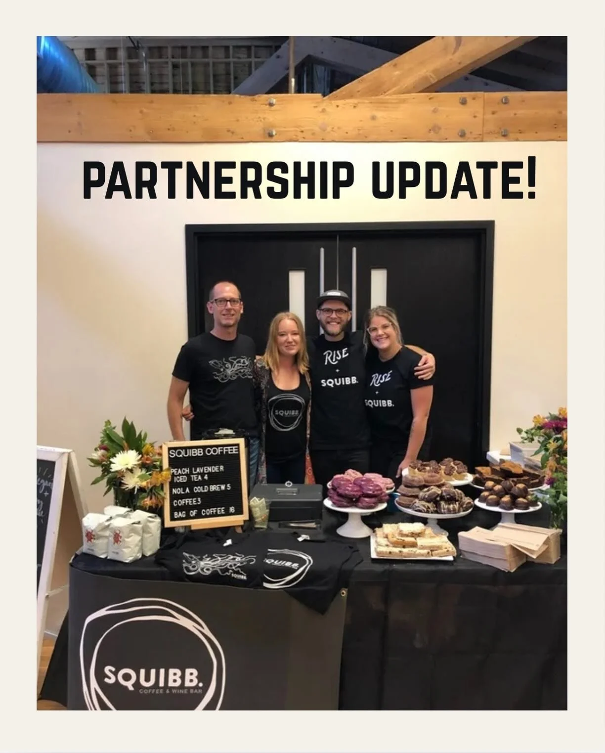 Hello friends!

We want to share a bitter-sweet update with you all.

As many of y&rsquo;all know, 7 years ago, Mallory and Dennis Squibb approached us with an idea &ndash; to open a shared space coffee shop + bakery. After tons of brainstorming sess