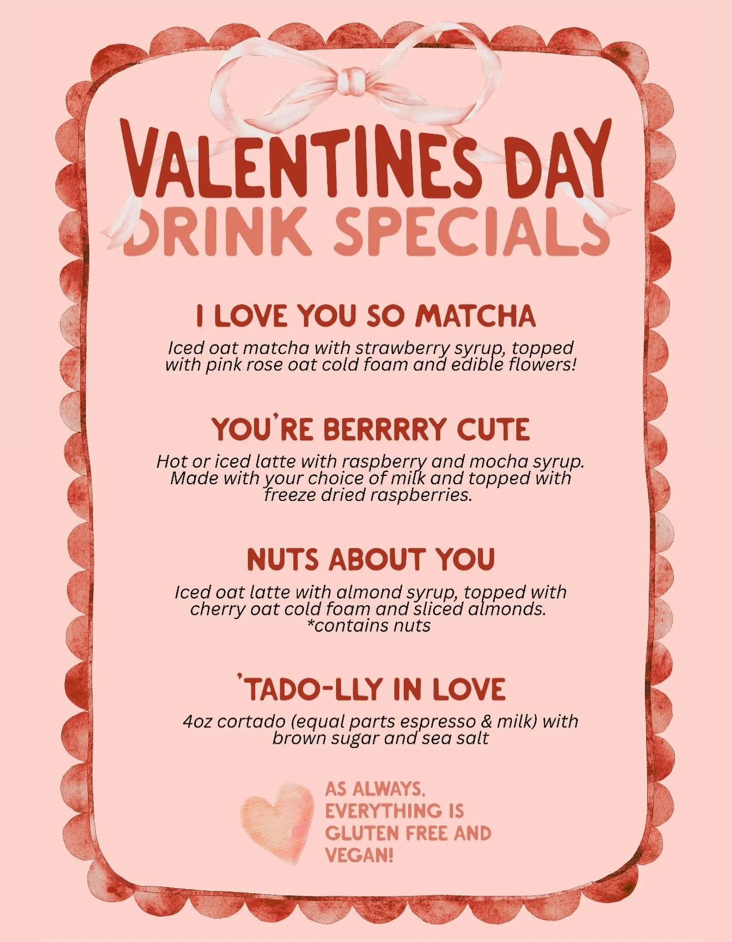 Valentines specials drop TOMORROW at both @riseauthenticbaking and @fikagrandrapids 

Our director of coffee, Eloise, has been working on curating this menu and we are so excited for yall to try it &hearts;️&hearts;️&hearts;️

Full menu with pricing 