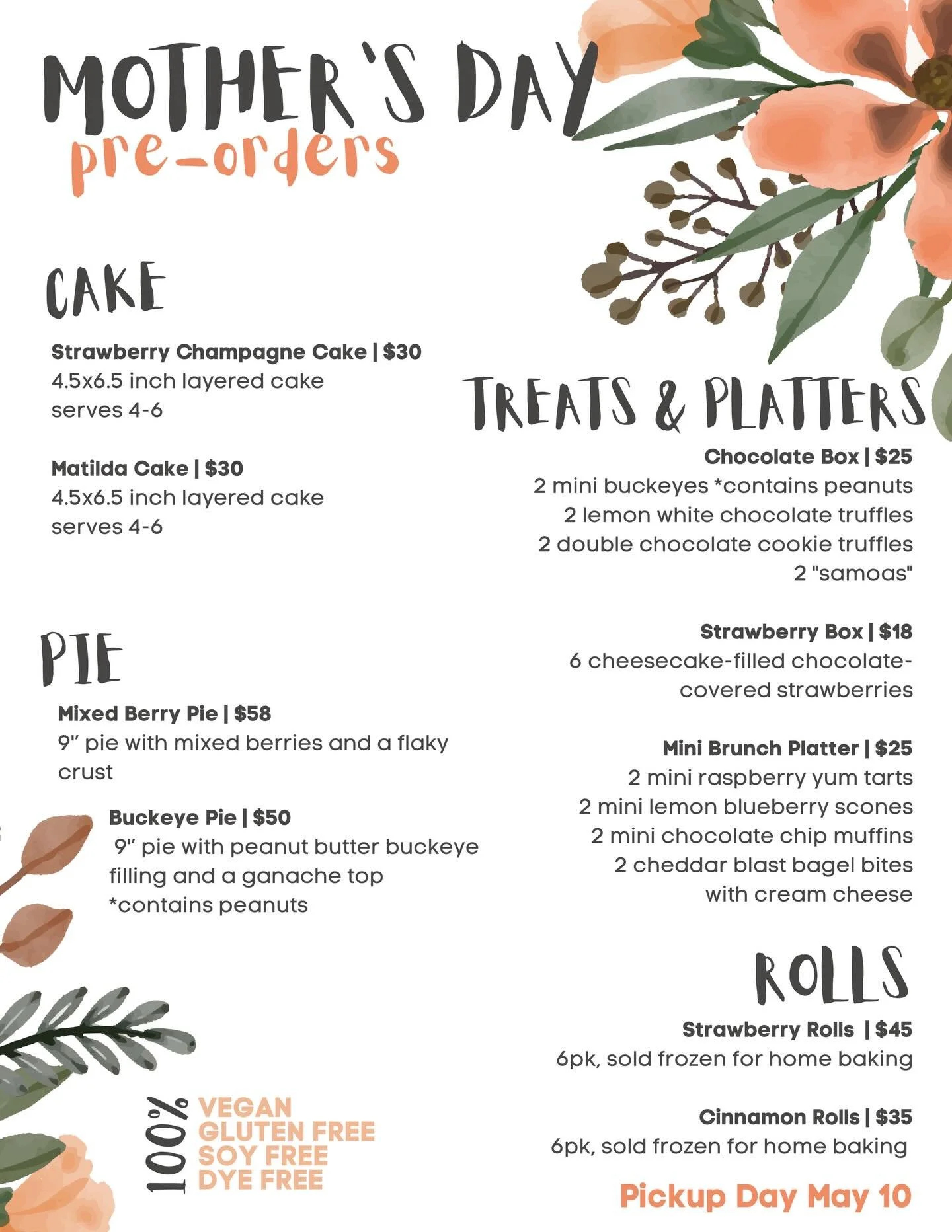 Mother&rsquo;s Day order form opens TOMORROW!

Yes Mother&rsquo;s Day is May 10, get ready kids and partners! 
As always - these holiday forms are for EVERYONE. However you celebrate or whomever you celebrate.

Stay tuned for some photos and updates 