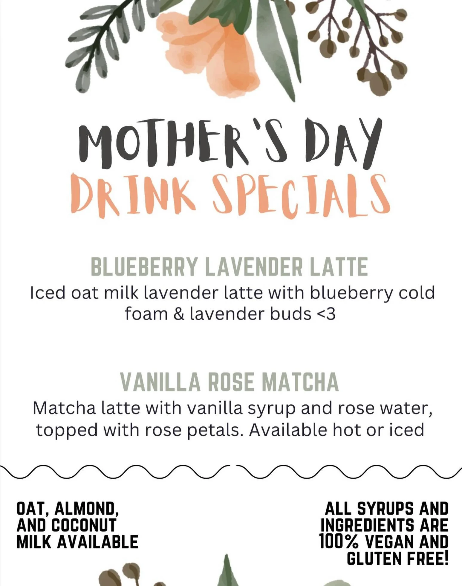 Today and tomorrow!
Come try these springy floral bevs!