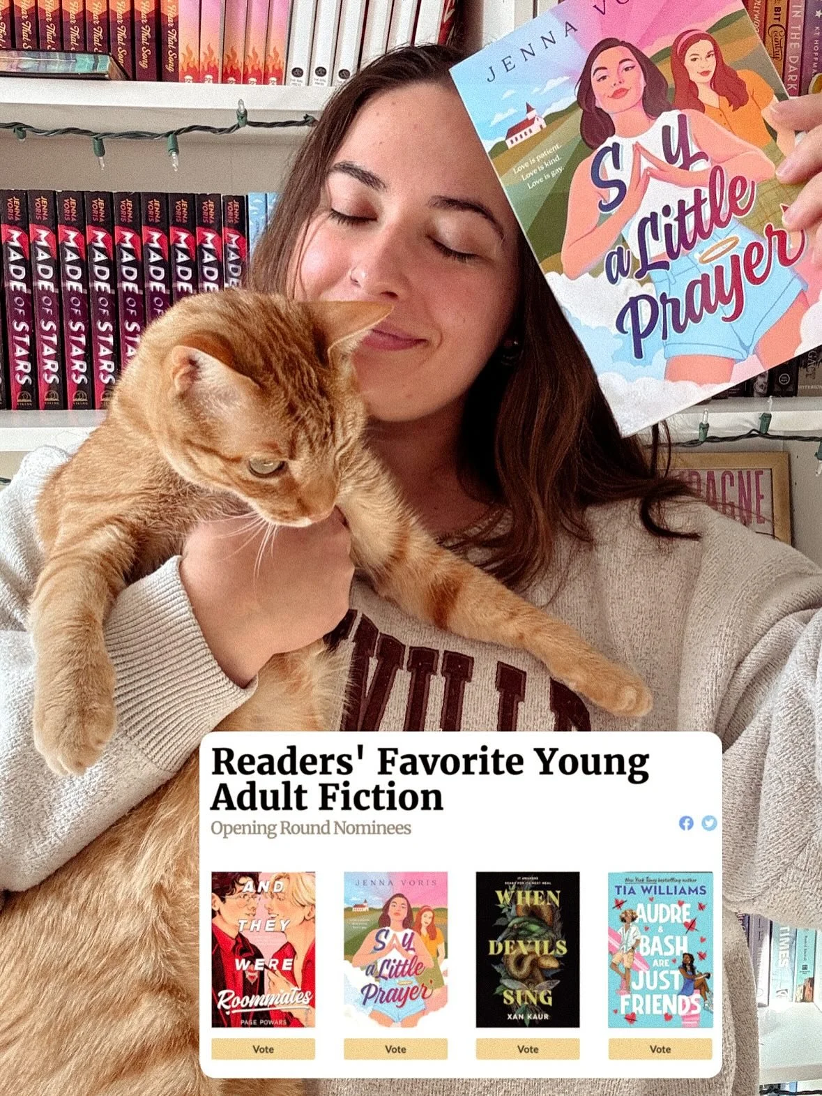 Riley would like to say thank you so much not only to God but to Jesus for nominating her for this year&rsquo;s Goodreads choice awards! 😇😈

This is the first time I&rsquo;ve ever had a book in the running, so if you feel inclined to vote for Say a