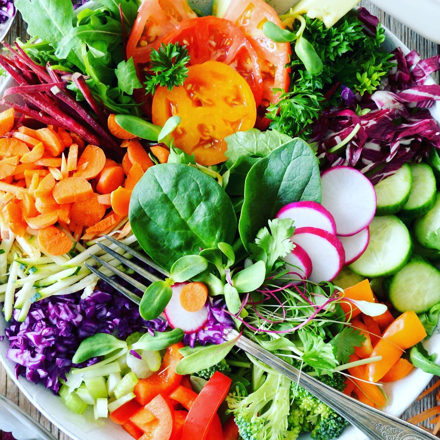 🌈 Eat the Rainbow! 🌈

Spring + Summer will bring a bounty of colorful plant goodness our way. Can&rsquo;t wait!

As a little experiment, I&rsquo;m planning on challenging myself to dial back on meat a bit + take in a daily spectrum of veggies to se