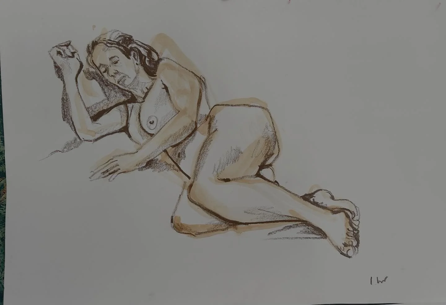 1 hour watercolour and Stabilo Stubbie Sticks.  #lifedraw #stabilowoody #watercolors #onehour #880