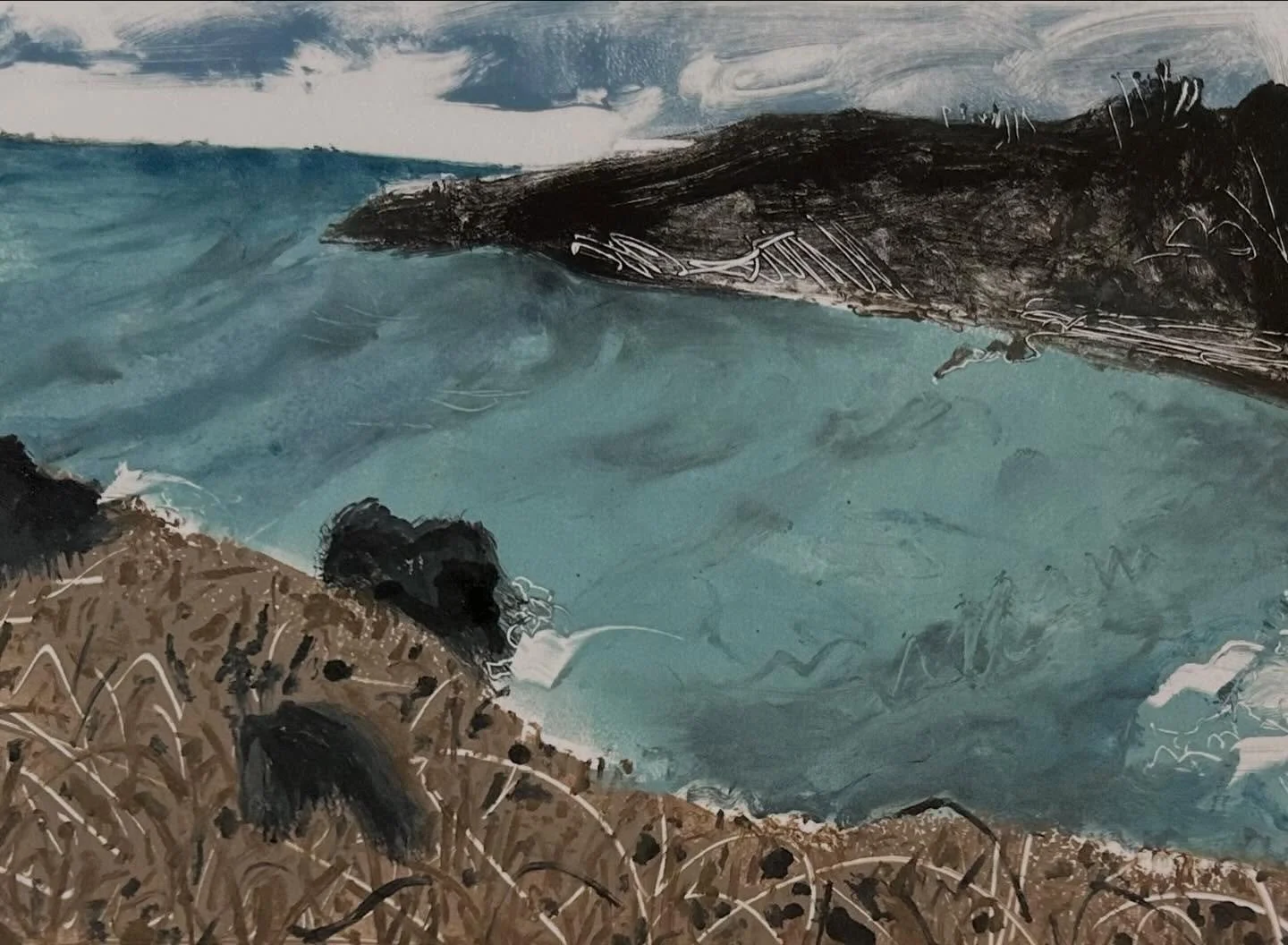 Little mono print of Hele Bay today- bright and breezy!
#monoprinting #monoprintart #brightsndbreezy #helebay