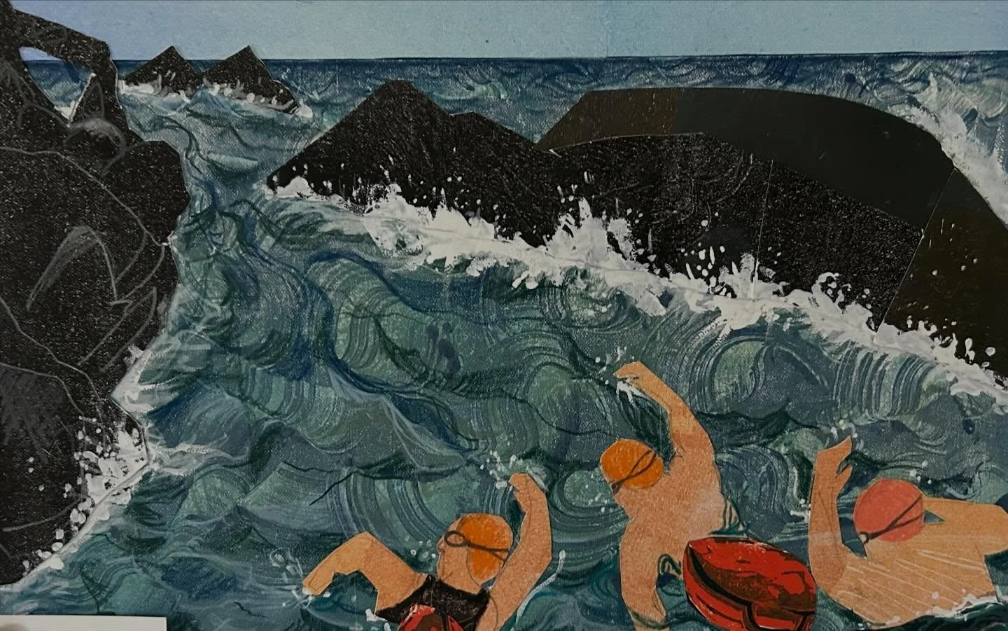 Collage and mono print- swimming to the Arch, Hele Bay.
#collagemonoprint #helebay #swimcrew #swimsafariuk #favouriteswim