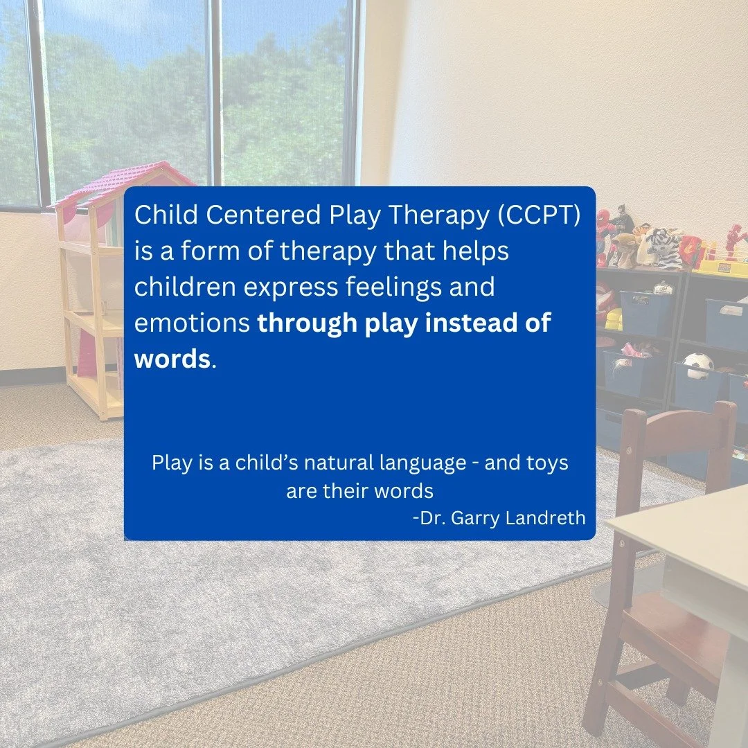 ✨What is Child Centered Play Therapy✨

Children do not always have the words to explain what they are feeling - but they do know how to play!

Child Centered Play Therapy (CCPT) gives kids a safe space to express big emotions through play, creativity