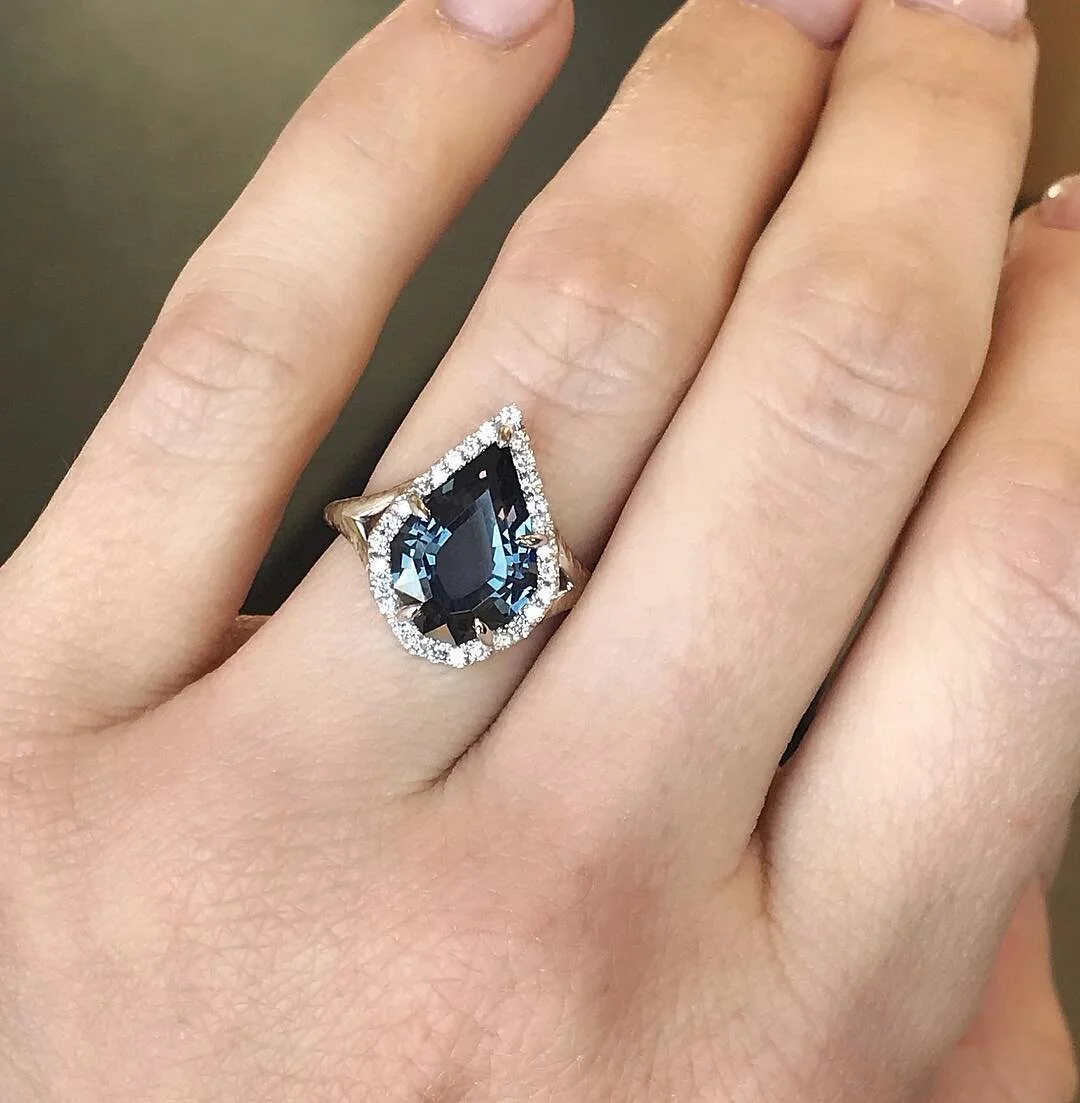 Geo pear spinel ring by Anueva Jewelry
