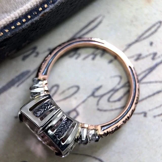 Peach tourmaline ring by CvB Inspired Design