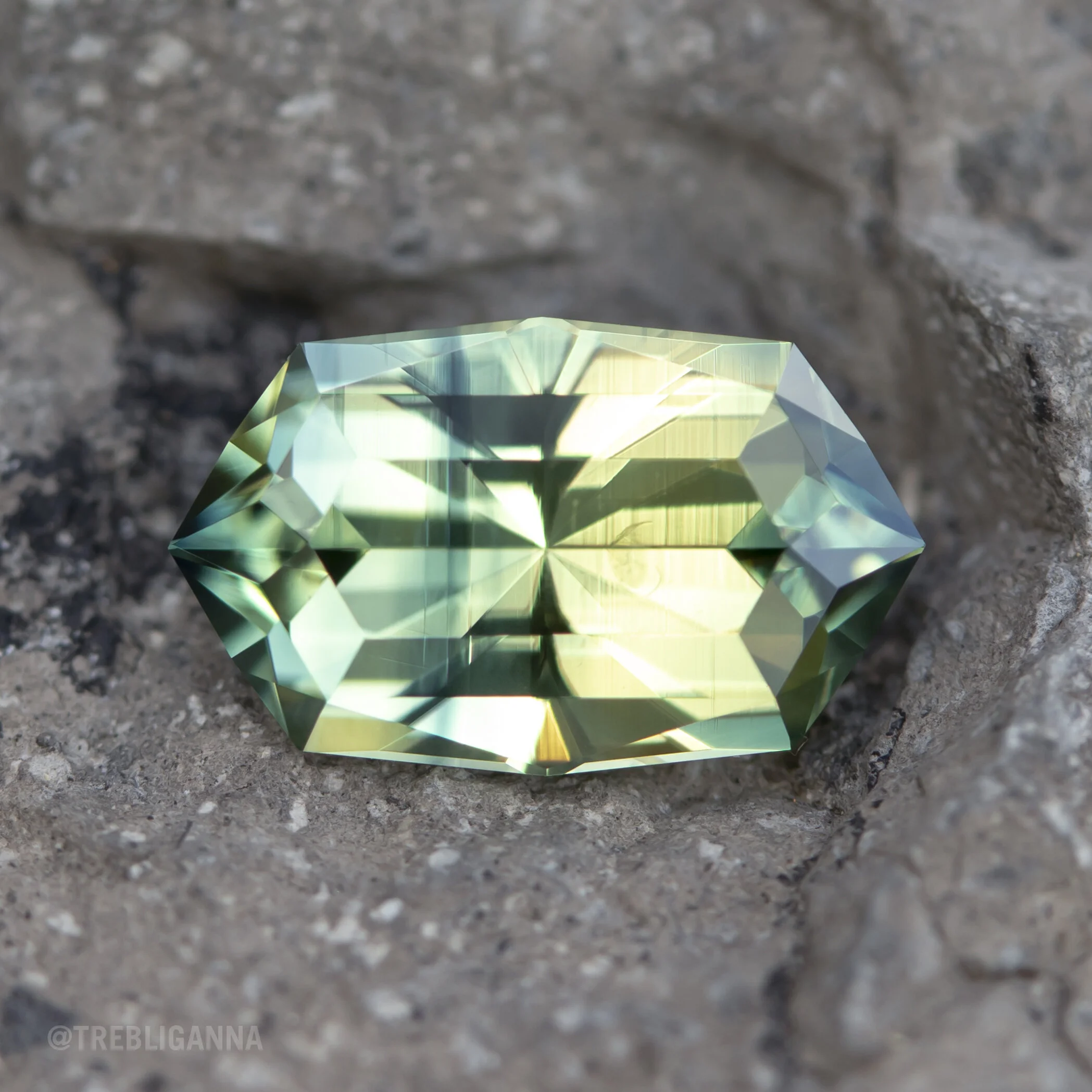 Custom elongated hexagon Australian parti sapphire