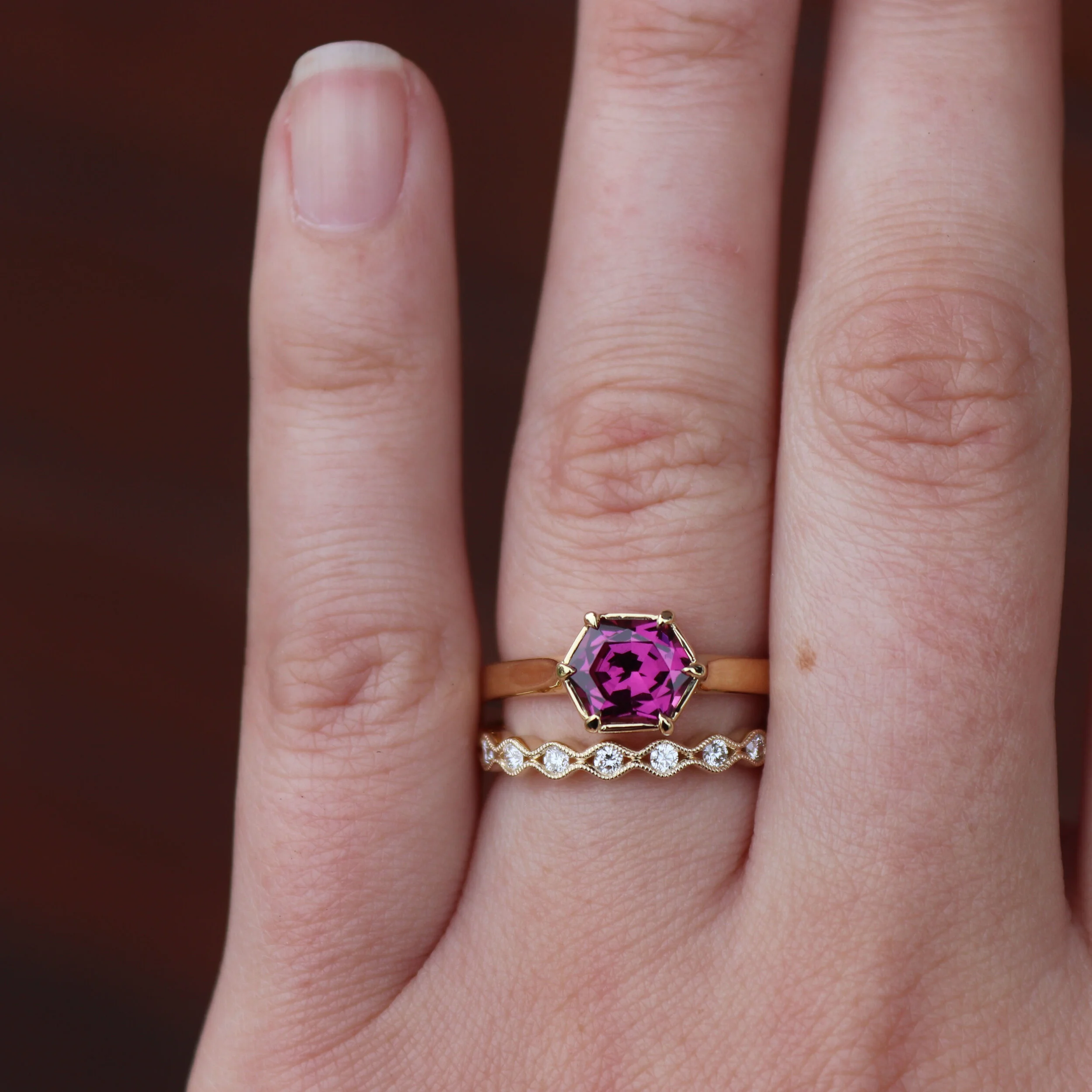 Alternative garnet engagement ring