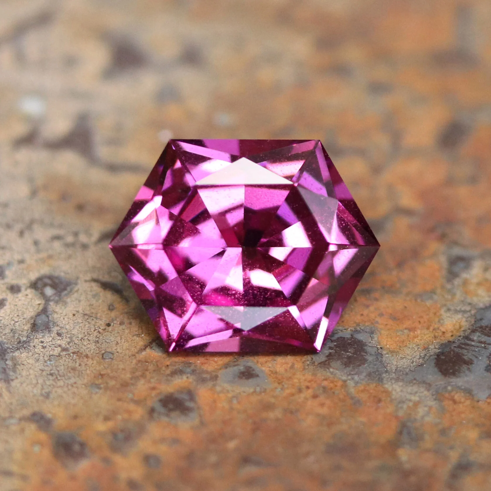 Precision cut elongated hexagon purple garnet