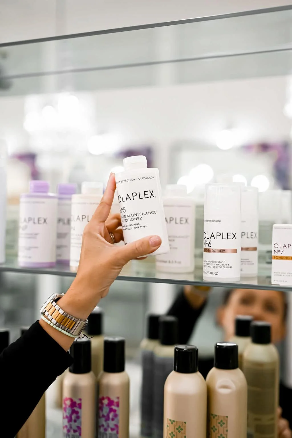 Olaplex No. 5 Bond Maintenance Conditioner on the retail shelf at Live Blow Dry