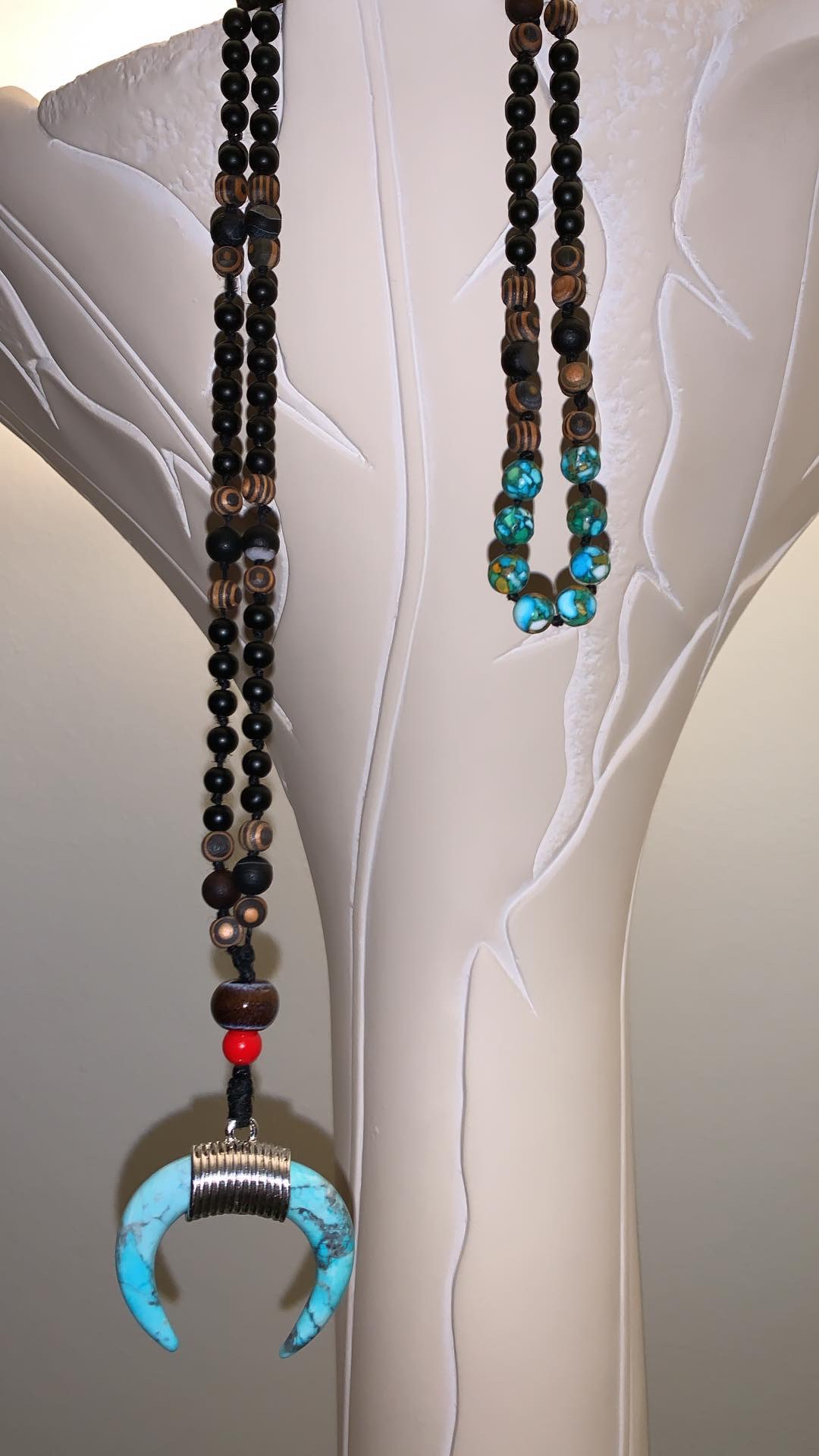 Mala Beads with Turquoise Double Horn