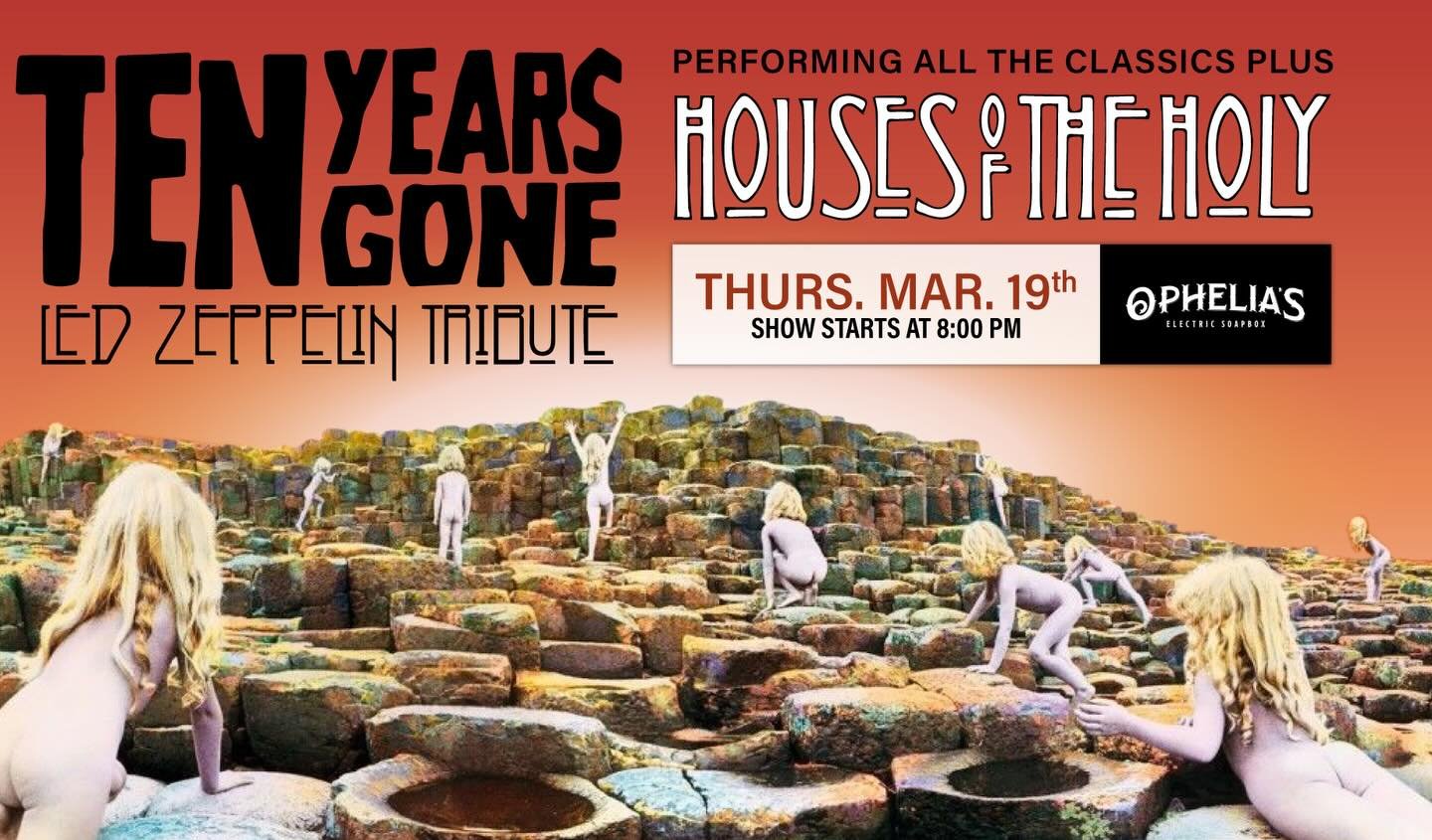 🚨 DENVER, CO: Calling all Led Zeppelin fans 🚨 Ten Years Gone at @opheliasden on MARCH 19 for our debut show at one of Denver&rsquo;s most immersive, vibed-out venues.⚡️ Performing &ldquo;Houses of the Holy&rdquo; in its entirety + a motherload of Z