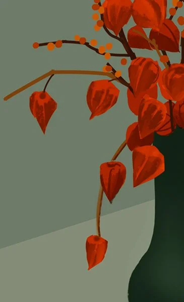 Winter Cherries in Vase