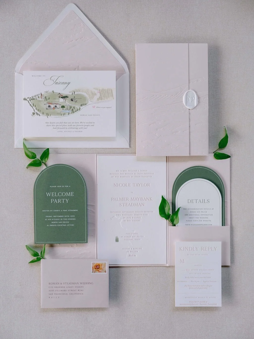 As seen on @overthemoon &mdash; N &amp; P&rsquo;s wedding with @shannonleahyevents and @gregfinck started with an invitation suite crafted to feel like a love letter to Tuscany.

Custom illustrations of the Tuscan landscape, die-cut cards echoing the