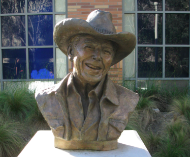 Business student kisses statue of Reagan every day for good luck