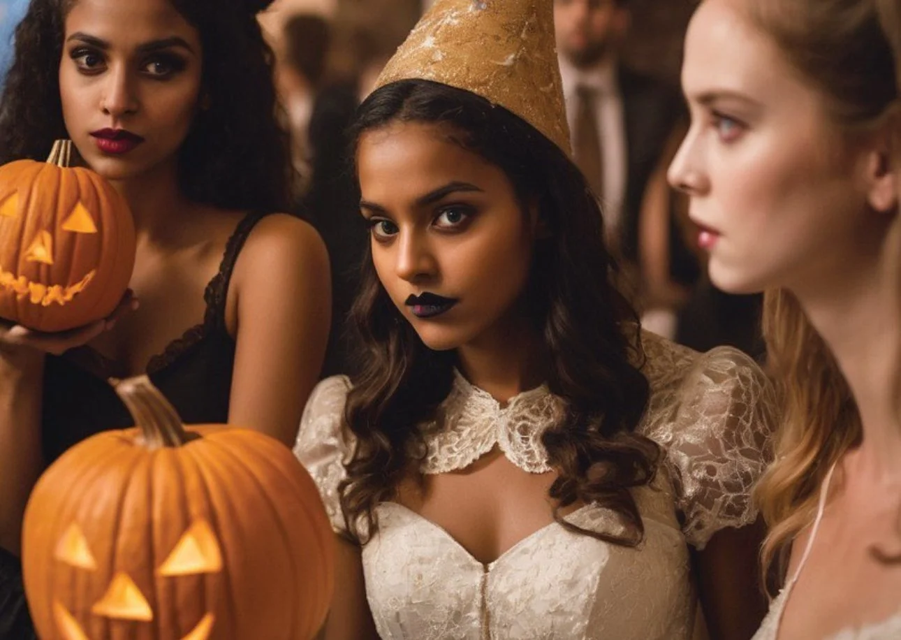 Two Brown Girls Walk Into a Halloween Party