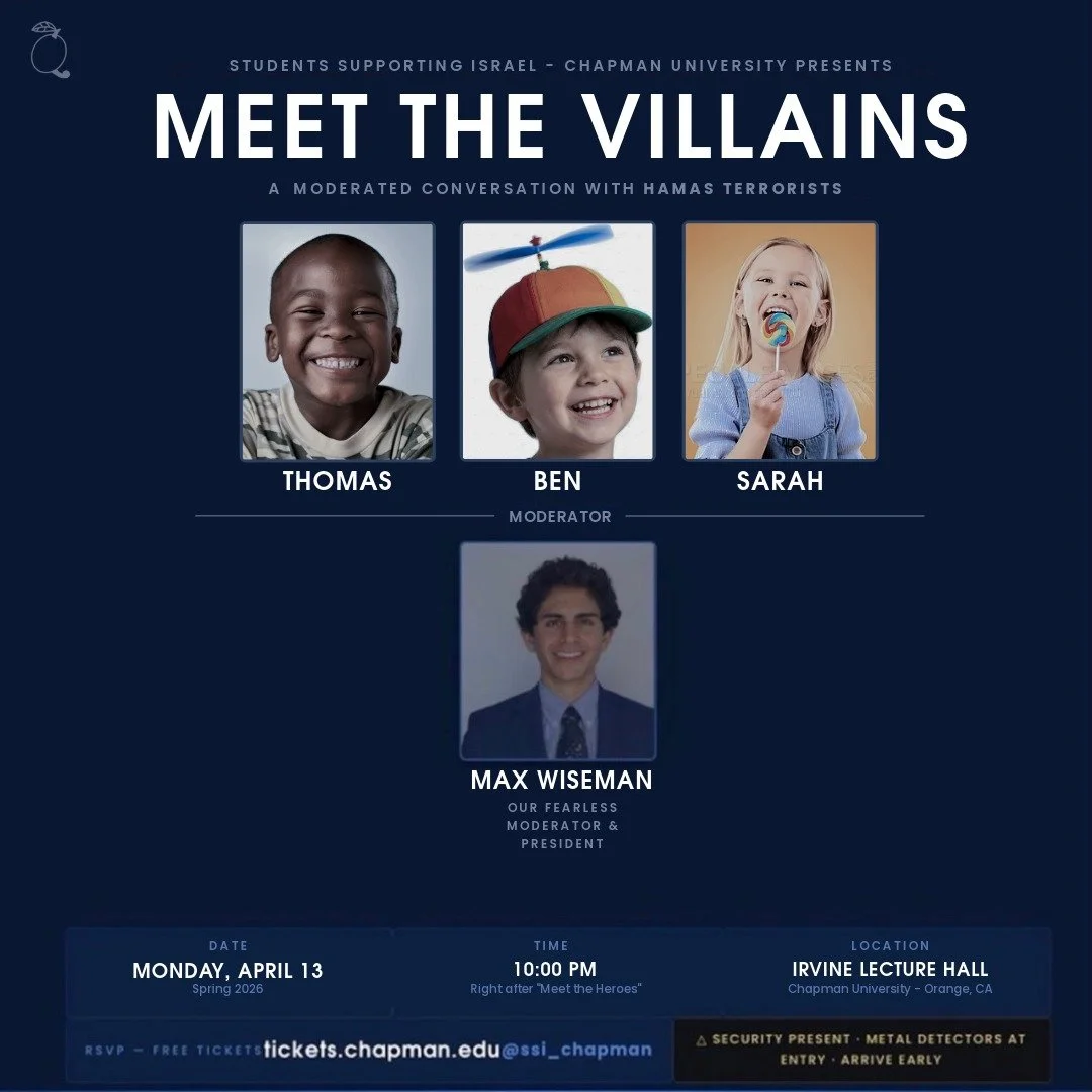 JUST ANNOUNCED... stick around after the much-anticipated "Meet the Heroes" Q&amp;A for a glimpse into the minds of the enemy... Hamas' most despicable and bomb-deserving warriors.