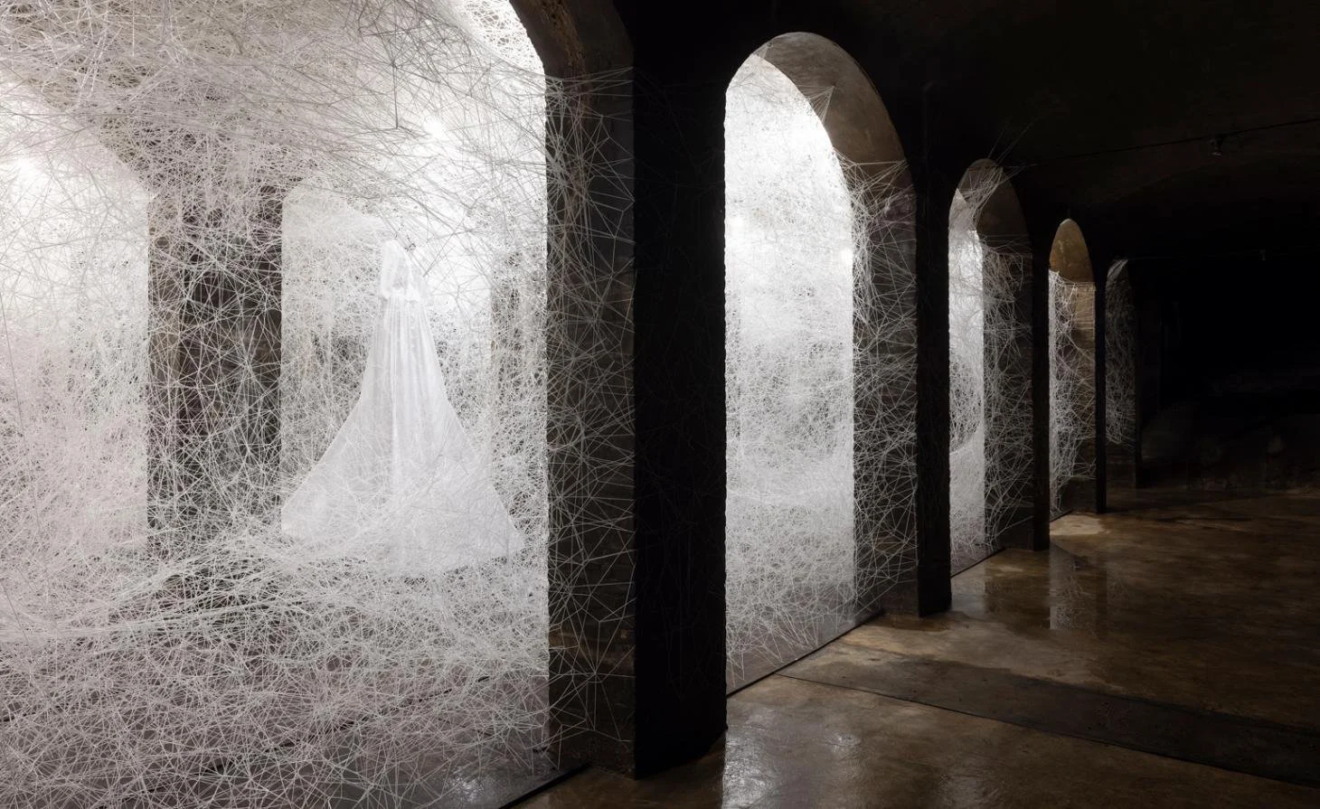 Wallpaper : Chiharu Shiota’s ‘labyrinth within a labyrinth’ at Copenhagen’s Cisternerne