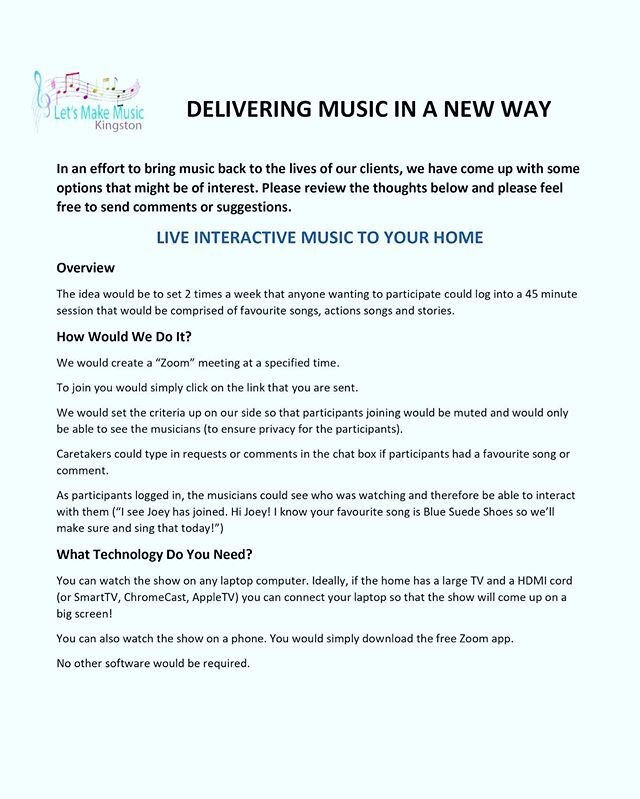We&rsquo;re developing new ways to bring music to people who miss it 🎼 see the info in our post and contact us today! &hearts;️
.
.
.
#LetsMakeMusic #SpreadingMusic #RemoteMusicLessons #VirtualMusicLessons #VirtualGroupMusic #Zoom #FacebookLive #YGK