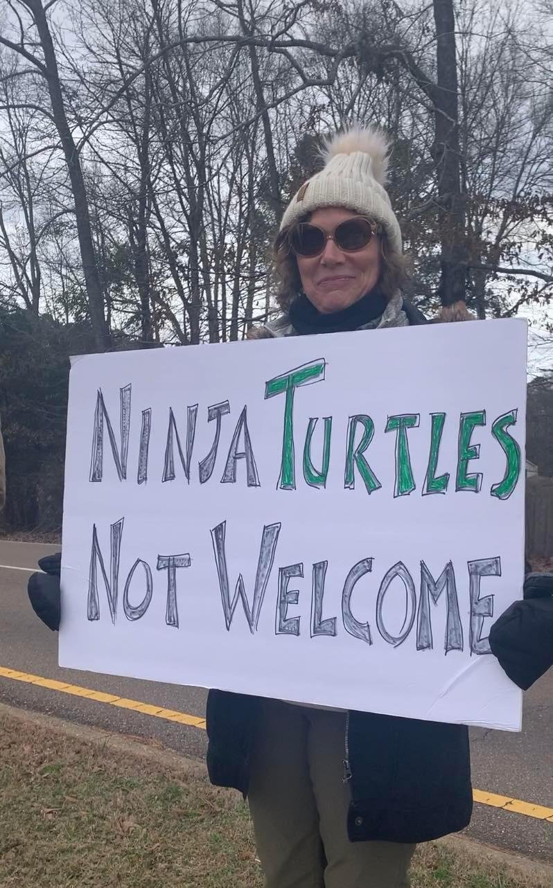 Telling Durbin what up! No ninja turtles!