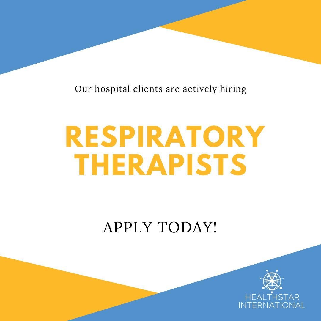 Our hospital clients are actively hiring Respiratory Therapists. Submit your resume today and start your journey to follow the American Dream. Direct hire recruitment on EB-3/green card visas-- your pathway to US citizenship!⠀
⠀
#hrstrategies #humanr