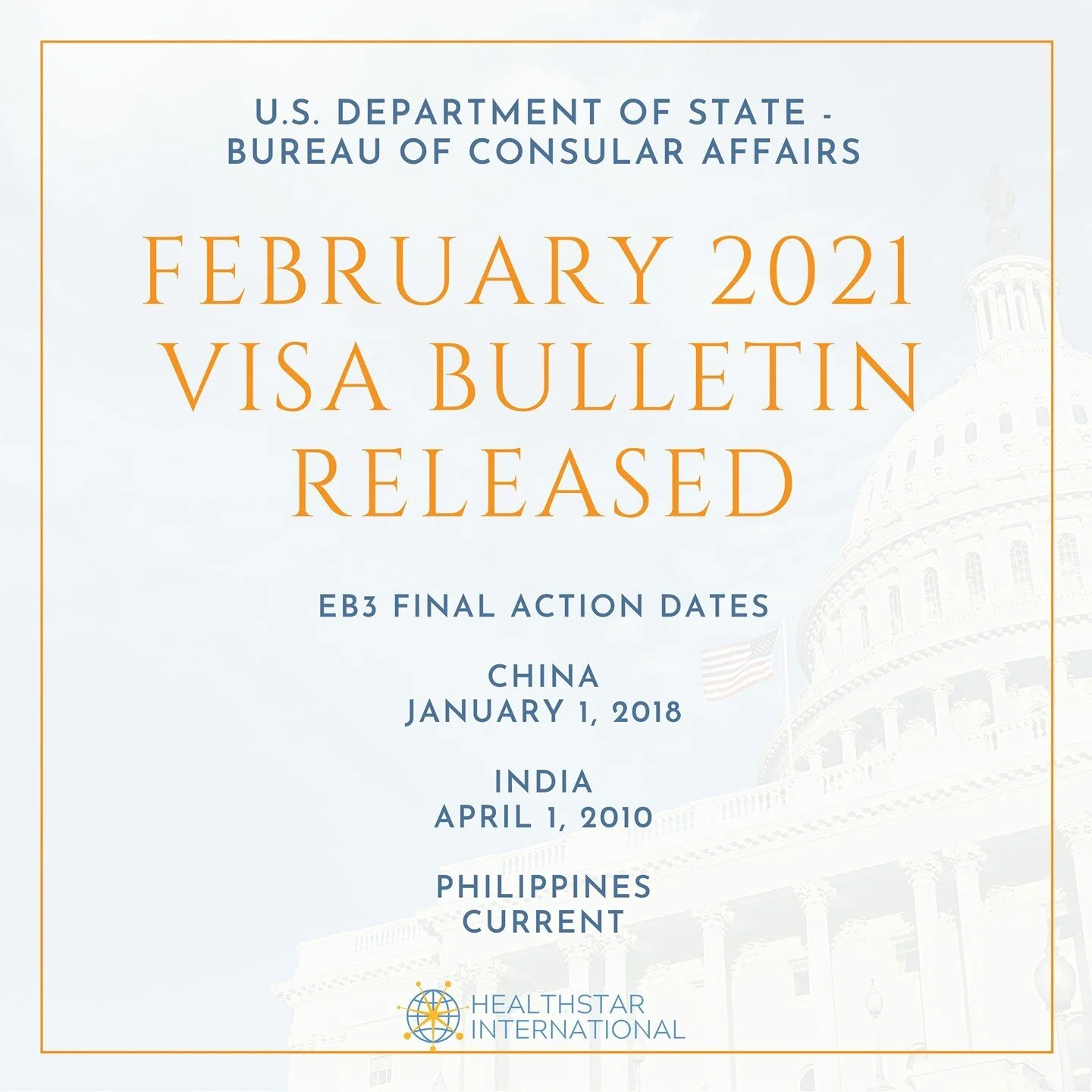 USCIS Visa Bulletin. February 2021.