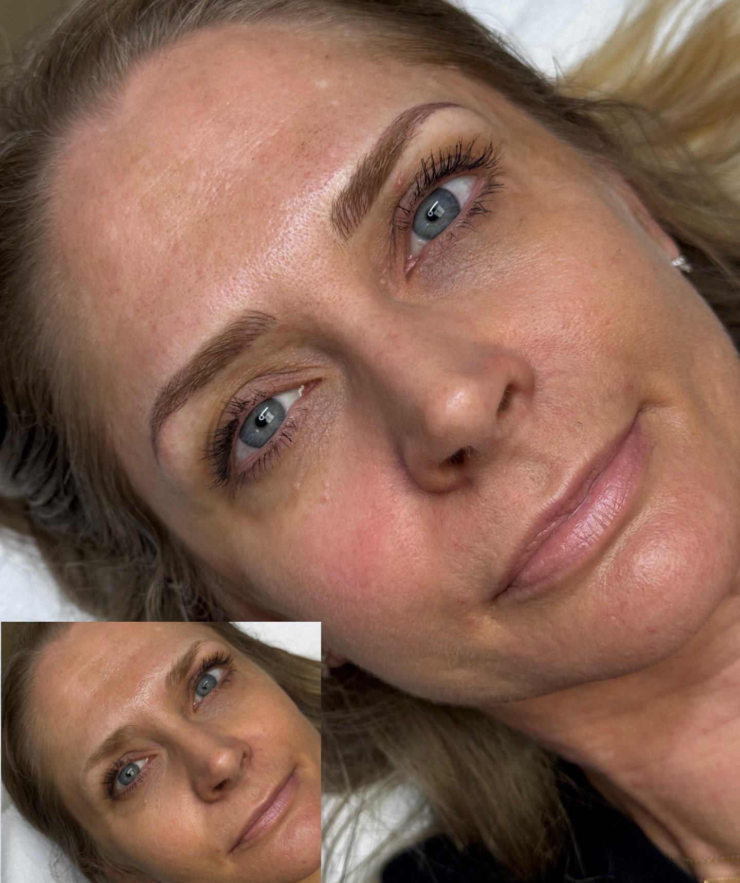 Nano brows on this beauty ✨ with a color mix taupe + neutral medium brown 😍😍 completely tattooed with a 1RL