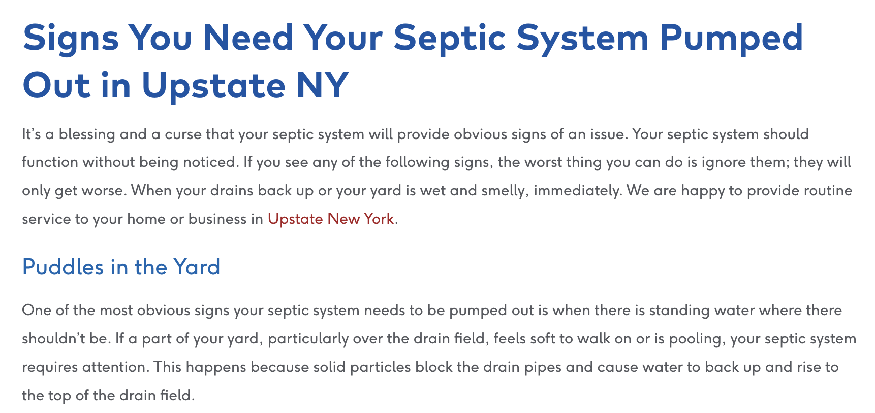 Signs You Need Your Septic System Pumped Out in Upstate NY
