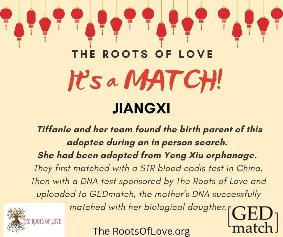 This time the adoptee was recognize from her search poster that Tiffanie had hand out at her finding spot. 
Great work from Tiffanie and Jack!  Thank you for your commitment. ❤
Lots of new DNA have been upload to GEDmatch, make sure yours is there.