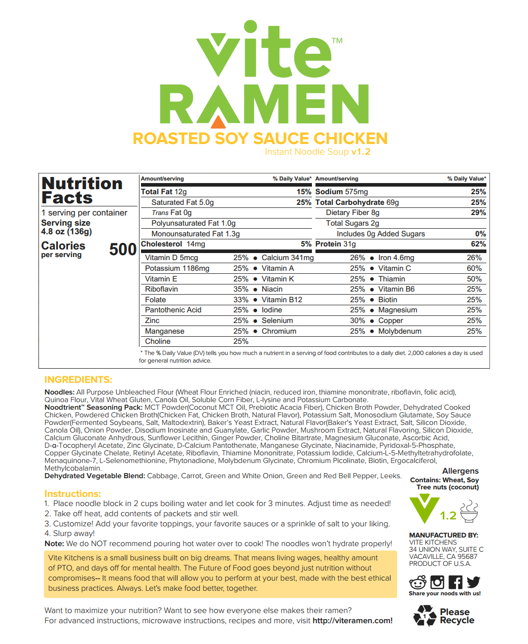 Nutrition Facts V1 2 Vite Ramen Nutrition Facts V1 2 Vite Ramen