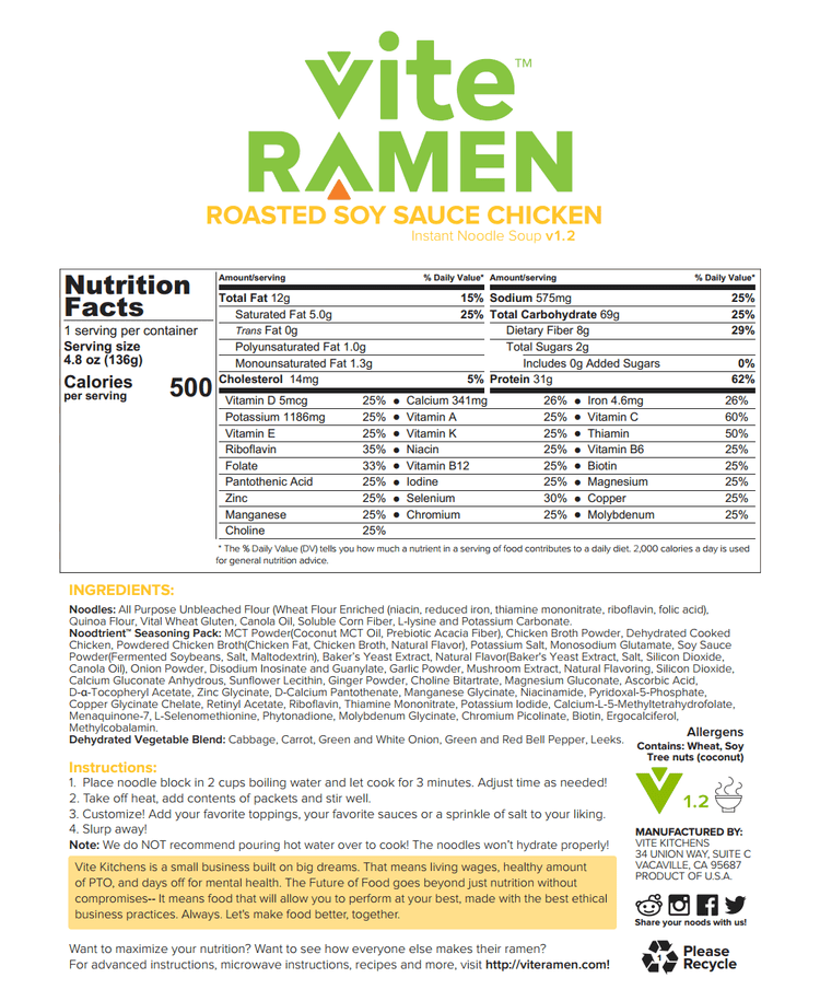 Nutrition Facts V1 2 Vite Ramen