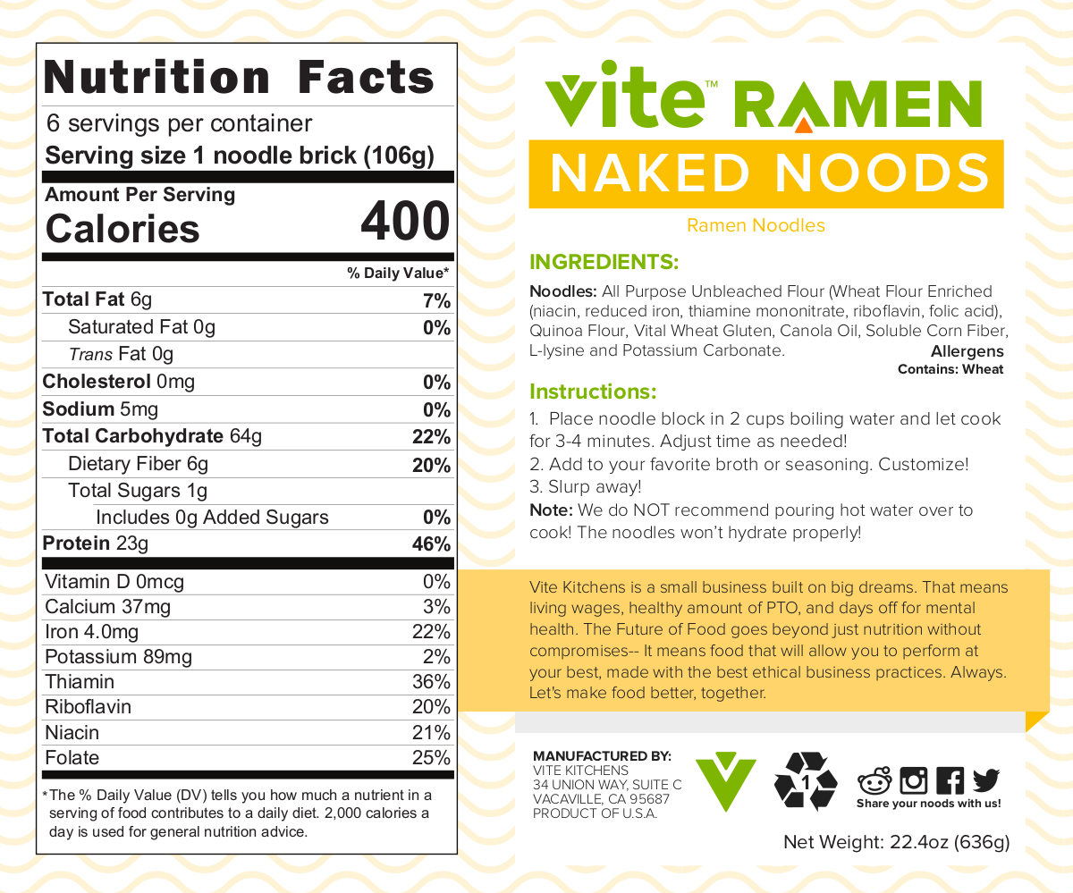 Ramen noodle nutrition label