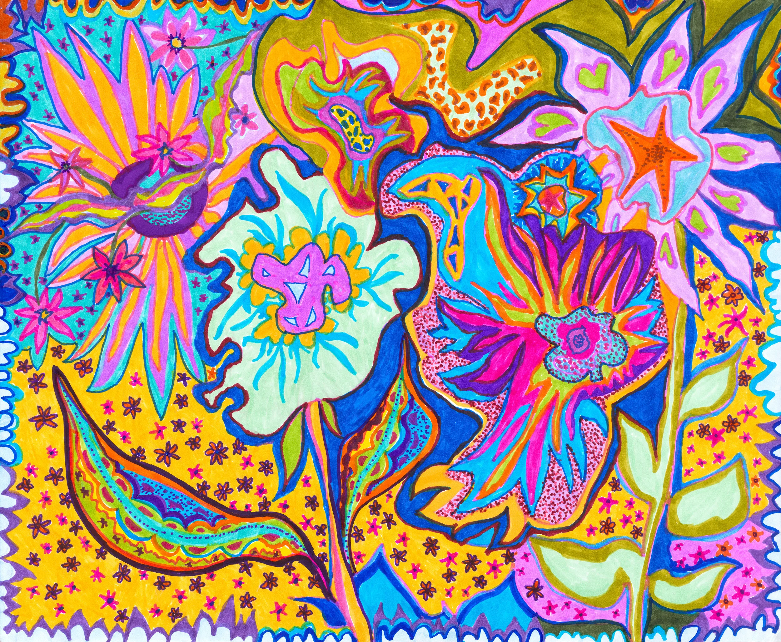 'Laughing Flowers' 14"X 17"